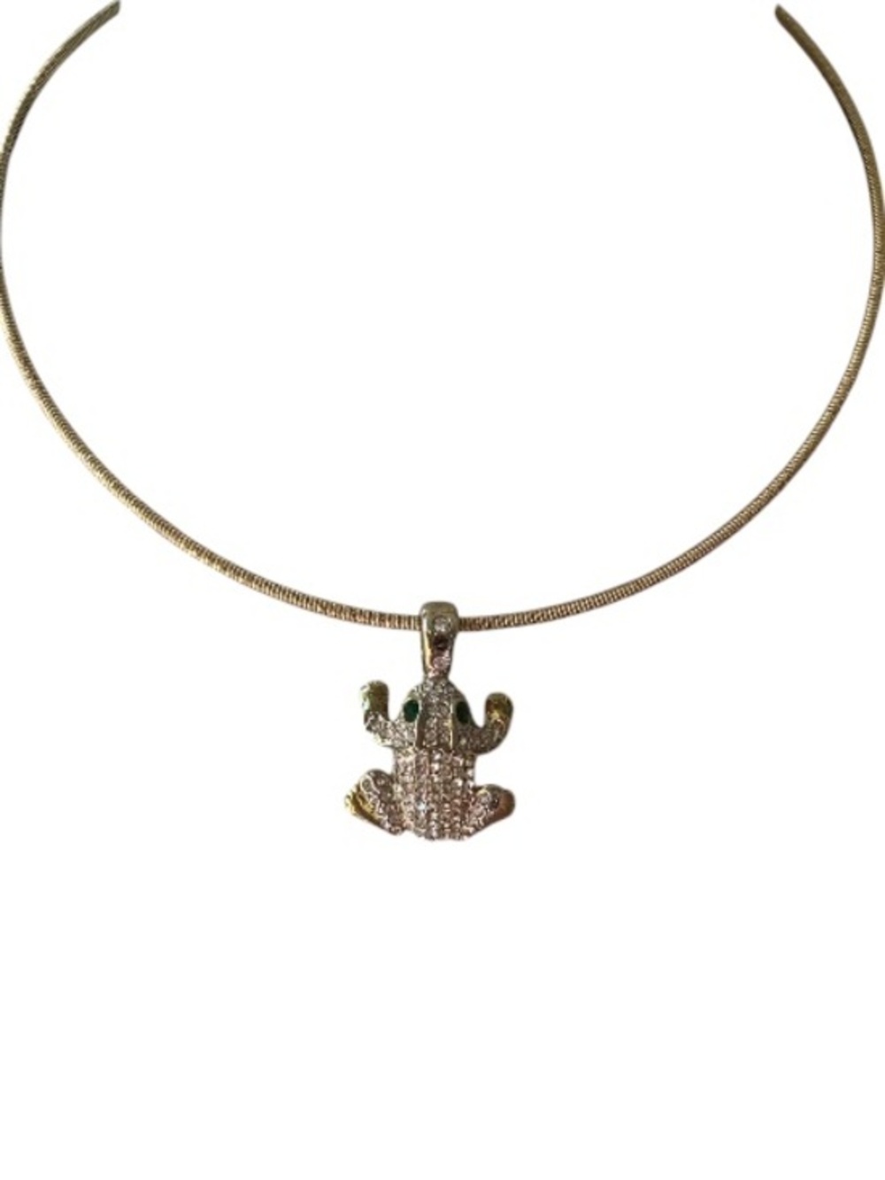 Gold-Tone Frog Pendant 16” Choker / necklace